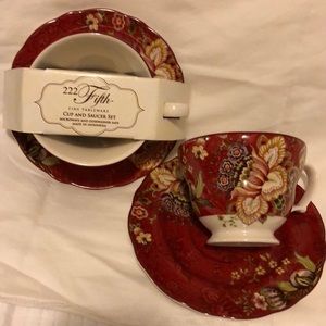 222 Fifth Fine Tableware.  2 cups and saucers